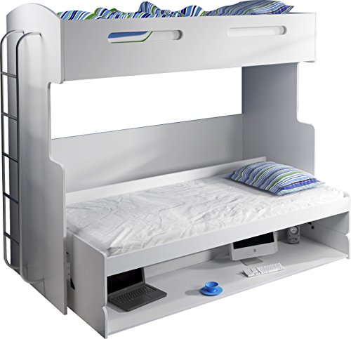 Lit combiné superposé escamotable 90x200 avec e...