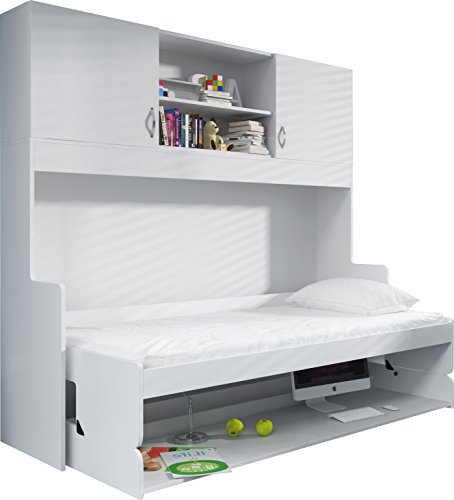 Lit combiné escamotable 90x200 avec espace de b...