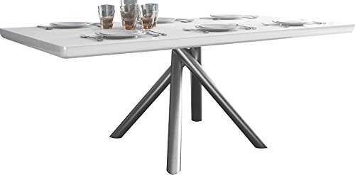 Table design 200cm coloris blanc laqué avec pie...