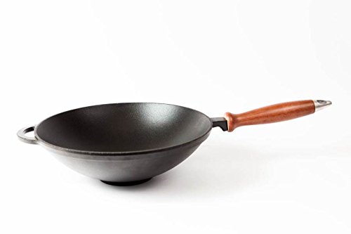 Poêle Wok en fonte émaillée - 2,5 litres, avec ...
