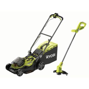  Coupe-bordures et tondeuse hybride Ryobi (avec 2 batteries et 1 chargeur) code EAN 4892210185754 