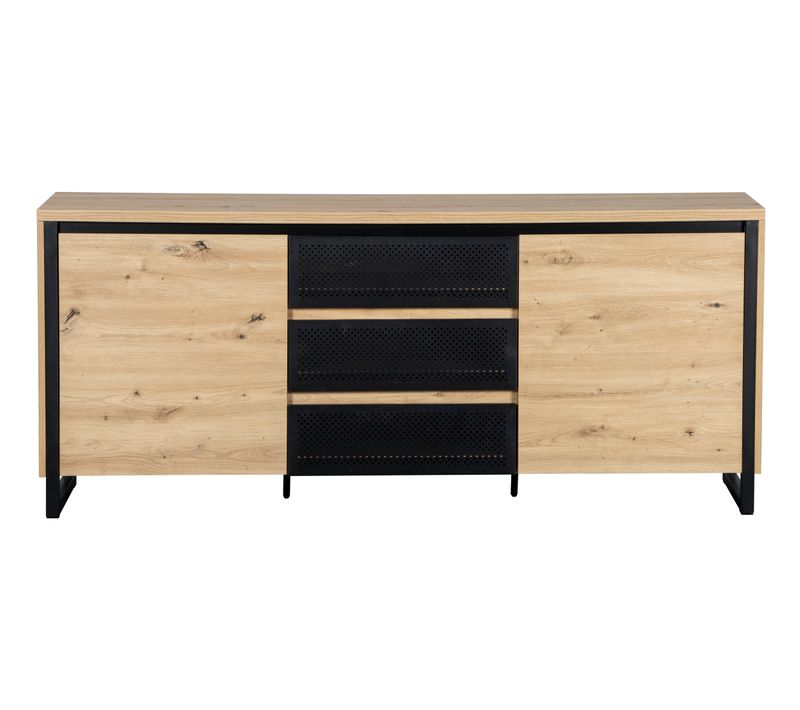  Buffet 2 portes 3 tiroirs BOSTON Imitation chêne et noir code EAN 4894223242660 