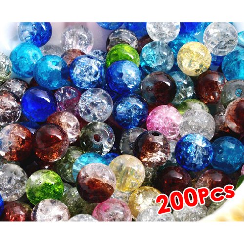 SODIAL (R)200X Perle en Cristal Crystal Verre Rond 8mm Multicolor 4894462055298 SODIAL(R)