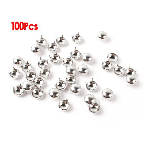 100pcs taches rondes Goujons Nailheads argent 6...