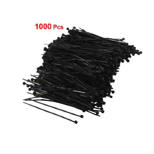 SODIAL(R) 1000 pcs plastique noir cable glissiere attache arrange enveloppe 95mm x 2mm code EAN 4894462062210 