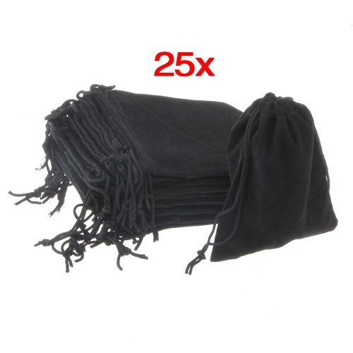 25 x noir bijoux sacs cadeaux sacs velours