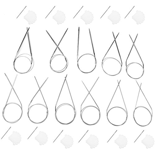 11pcs 80cm taille chinoise 6-16 Aiguilles à tricoter circulaires en acier inoxydable 1,5mm-5,0mm 4894462095928 SODIAL(R)