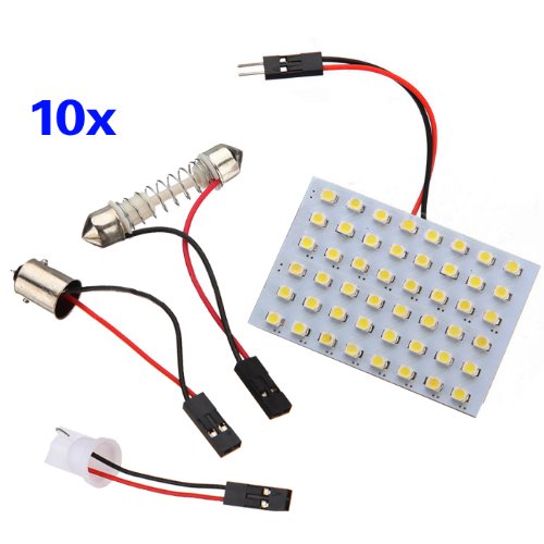 10x ba9s adapteur plafonnier+t10+blanc lumiere panneau 48 smd led+interieur ampoule 12v 4894462109441 SODIAL(R)