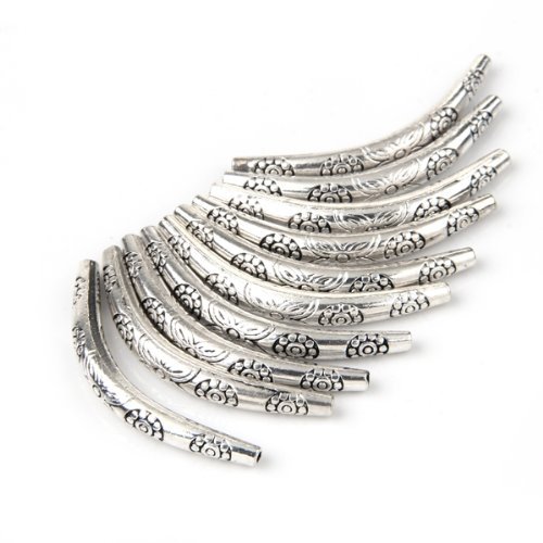 SODIAL(R) 10 argent tibet floral courbe tube perles spacer de 1.8x2" hot code EAN 4894462119976 