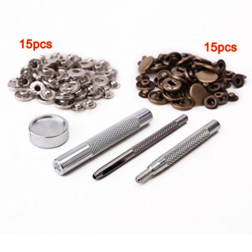30pcs 15mm bouton pression metal + outil a fixe...
