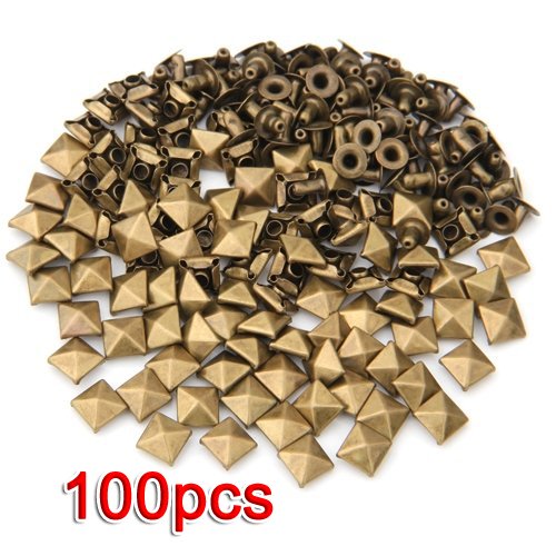 SODIAL (R)100X Rivet Clou Pyramide Bronze En Cu...
