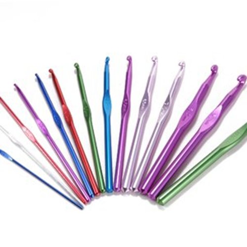 LOT 14 AIGUILLES CROCHETS TRICOT LAINE ALU 2-10...