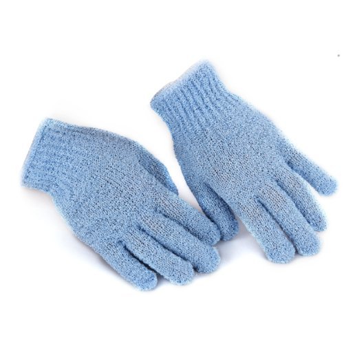 Paire gants de massage friction bleu pour douch...