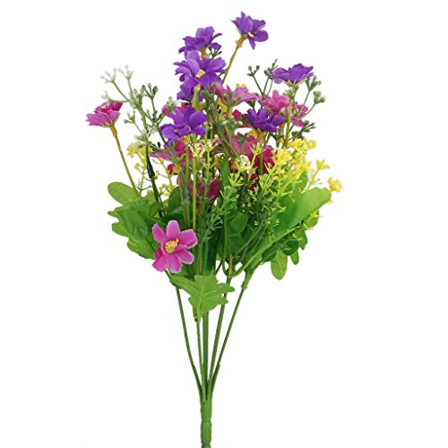 1 bouquet de cineraire faux bouquet de fleurs artificielles pour decor de maison / bureau - fuchsia et pourpre 4894462222171 SODIAL(R)