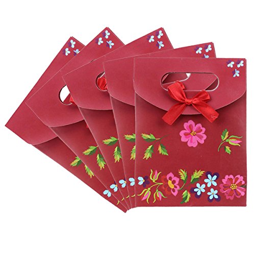 Lot de 5 Sac Sachet Pochette en Papier ROUGE po...