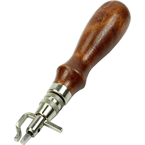 SODIAL(R) Outil en cuir - SODIAL(R)1Reglez 5 in1 Pro Bois Poignee artisanale en cuir Coutures reglable et Groover Crease Outil en cuir code EAN 4894462751107 