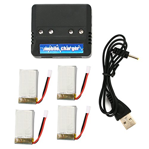 4pcs batterie lipo 3.7v 650mah 25c avec chargeu...