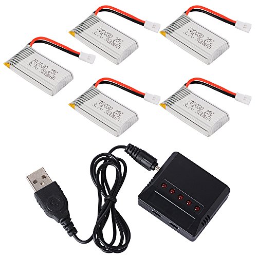 5x batterie li-po 3.7v 300mah 25c + chargeur us...