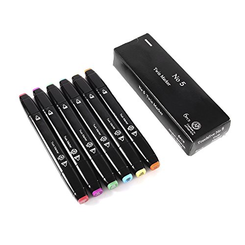 XCSOURCE 6pcs stylo marqueur de couleur marqueurs à alcool double pointe pour l'art graphique croquis noir corps th257 code EAN 4894479673317 