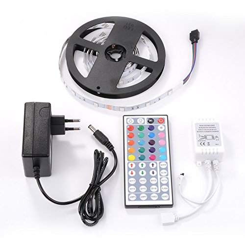 Ruban lumineux led rgb 2m 5050 smd leds ,adapteur flexible strip light + télécommande à infrarouge 44 touches + alimentation 1a 12v 4894479713808 Sunix