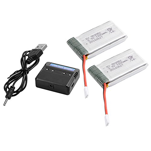 2pcs lipo batteries 3.7v 1200mah 25c + chargeur...