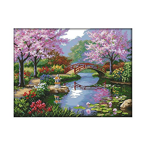 TOOGOO(R) 57 * 45cm kits de broderie au point de croix diy kit main 14ct en motif de beau paysage de parc code EAN 4894560140537 