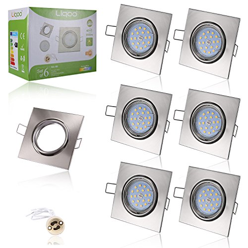 6 x spots encastrables gu10 led 6w lumière blan...