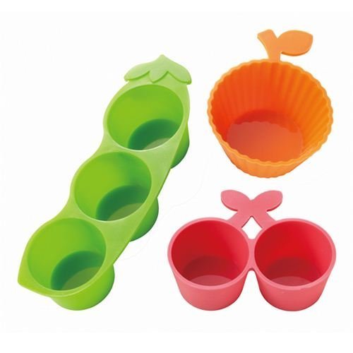 Kawaii Cups à bento en silicone en forme de haricot, orange, cerise 4900181836251 (4900181836251)