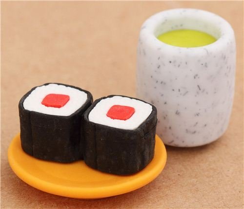 Gommes à effacer en forme de sushi roulé et de ...