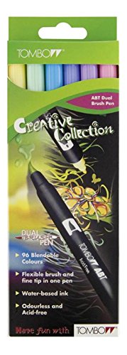 Lot de 6 feutres pinceaux à 2 pointes ton pastel