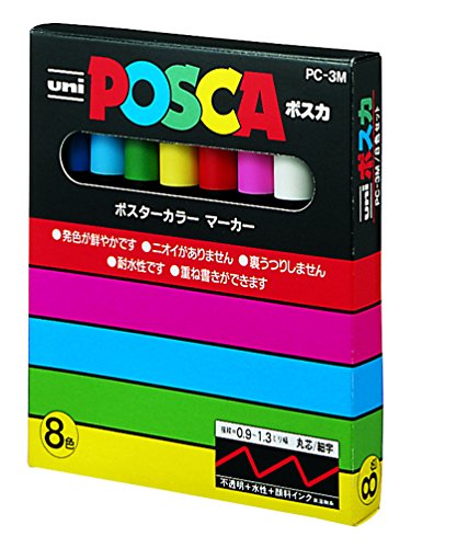 Uni posca pc3m/8 pochette 8 marqueurs peinture ...