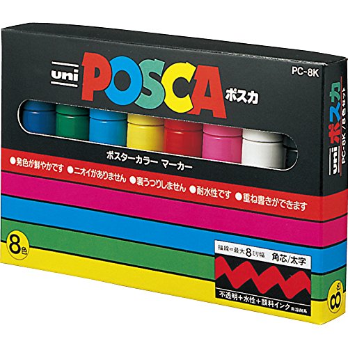 Uni posca pc8k/8 pochette 8 marqueurs peinture ...