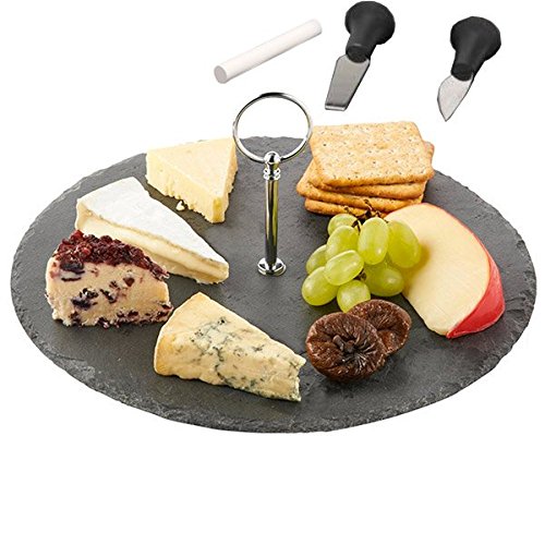 Plateau à Fromage Rond Ardoise + 2 Couteaux + C...