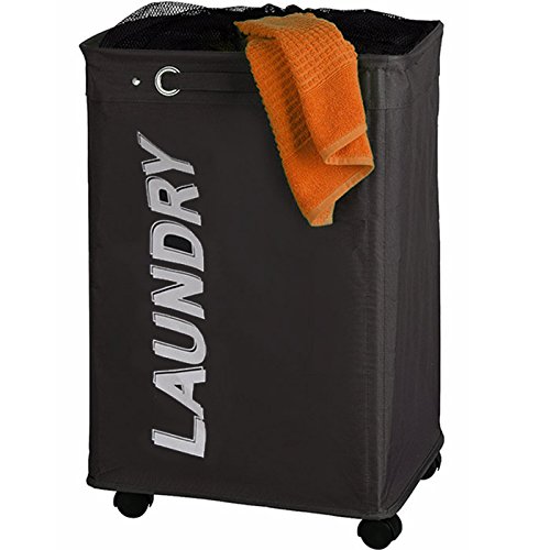 Panier à Linge avec 4 Roulettes - Noir