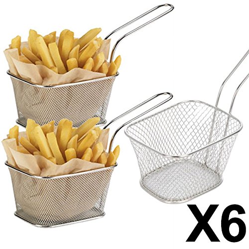 6 Minis Paniers à Frites Individuels - Inox - 1...