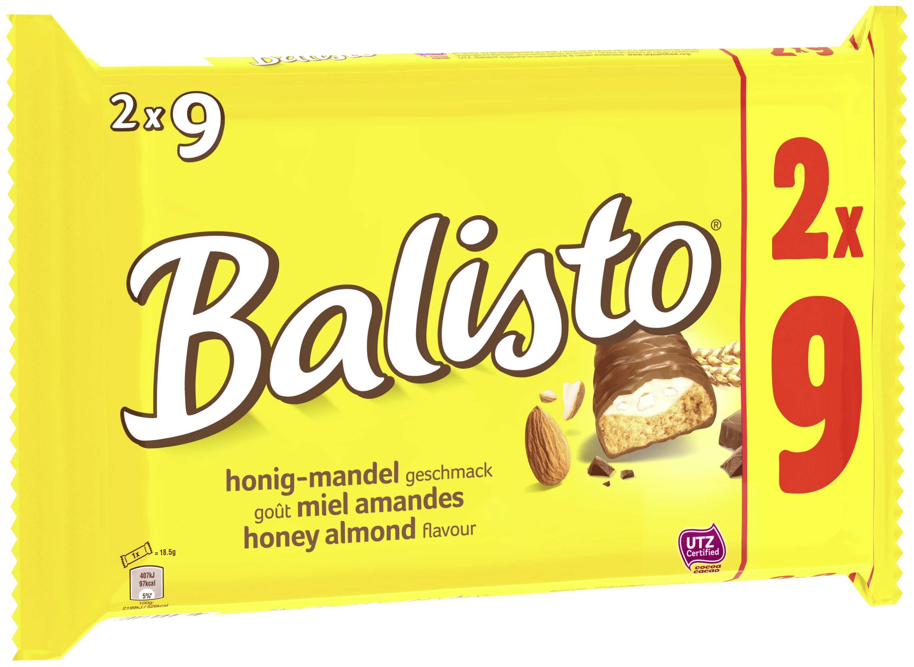 Barres chocolatées miel amandes Balisto