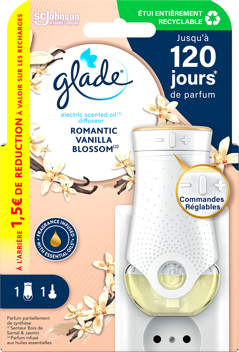 “GLADE® ELECTRIC
SCENTED OIL” DIFFUSEUR VANILLE code EAN 5000204333701 
