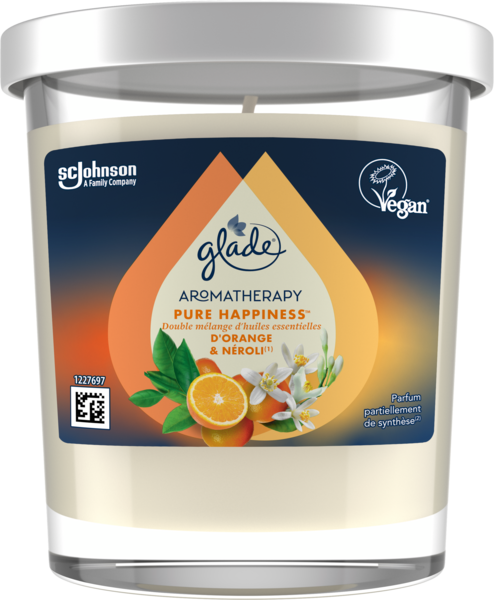 BOUGIE AROMATHÉRAPIE PURE HAPPINESS ORANGE ET N...