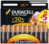 duracellnoir LOT DE 15 PILES ALCALINES + 5 GRATUITES “PLUS POWER”(2)(1) code EAN 5000394120655 