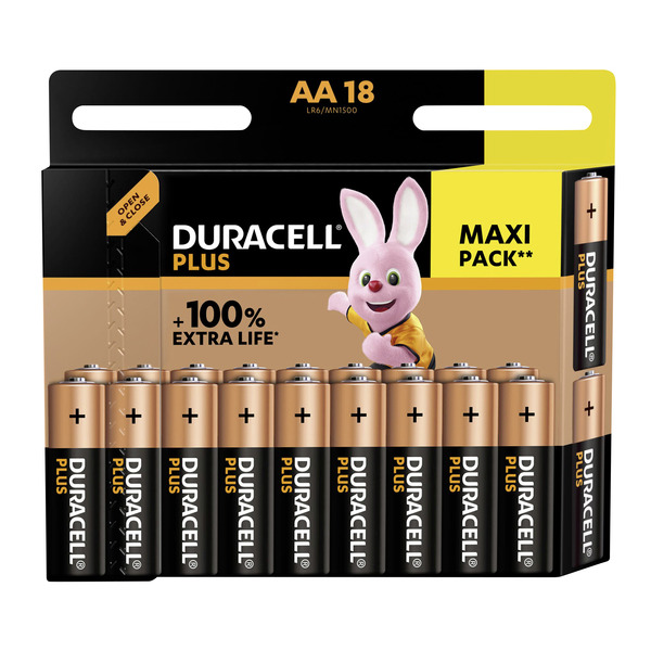  Lot de 18 piles Duracell Plus 100% AA/LR6 code EAN 5000394146372 