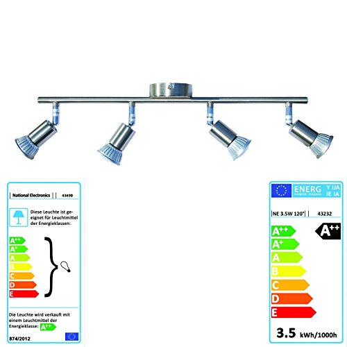 POLLMANN Led éclairage plafonnier spot gu10 inclus. 3.5w 320lm led ampoules 4 spots! (14 watt) code EAN 5005008876638 