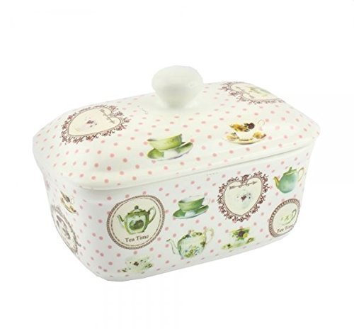 Tea Time Design Beurrier Porcelaine Fine Boîte ...