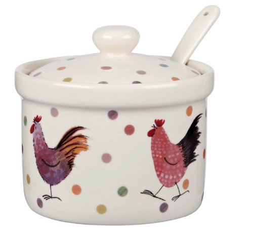 Pot à confiture avec cuillère coq grès