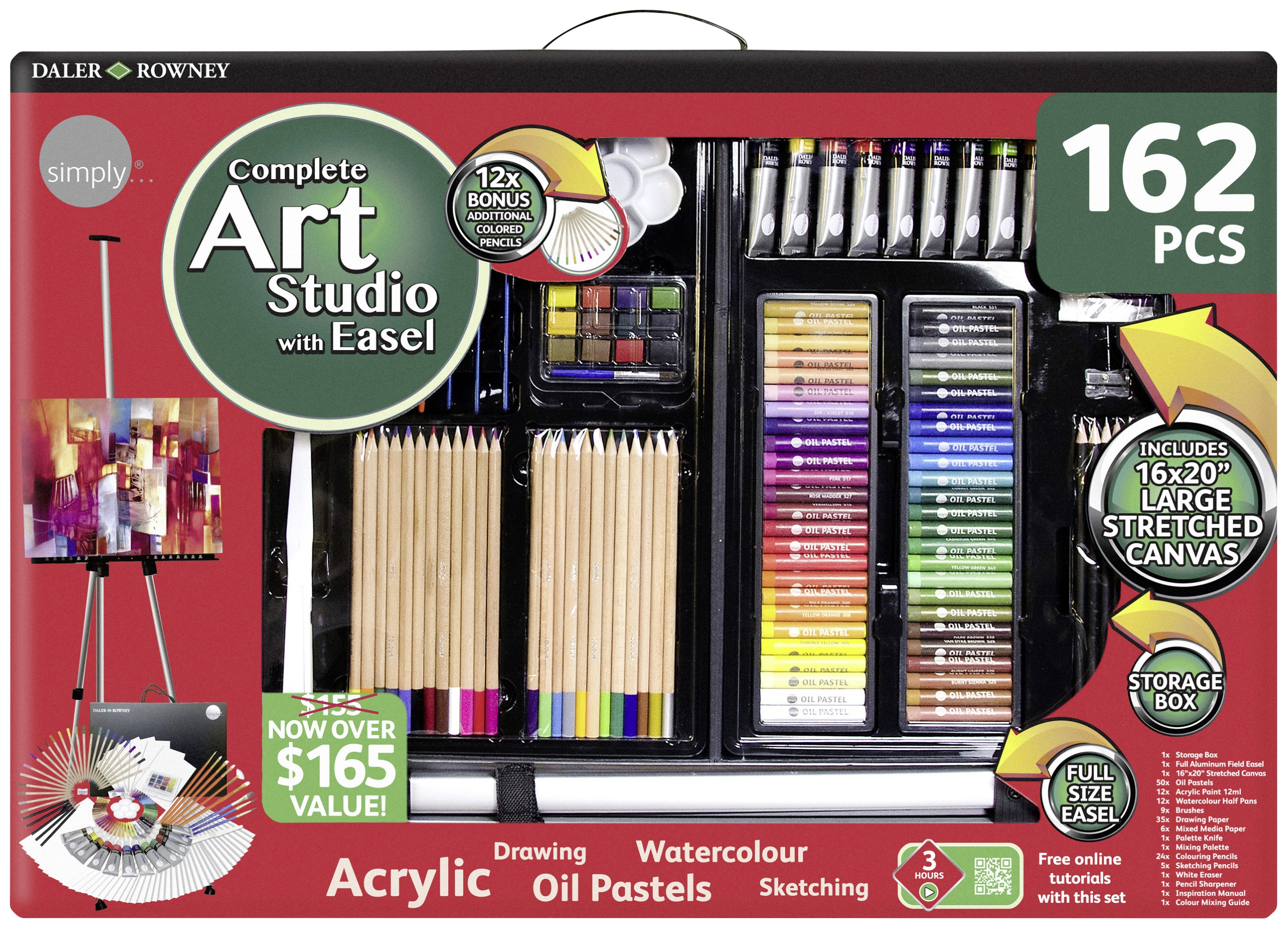 Set d'art complet pour artiste 162 pièces Simply