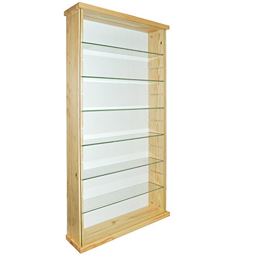 EXHIBIT Vitrine murale en pin 6 étagères en verre.