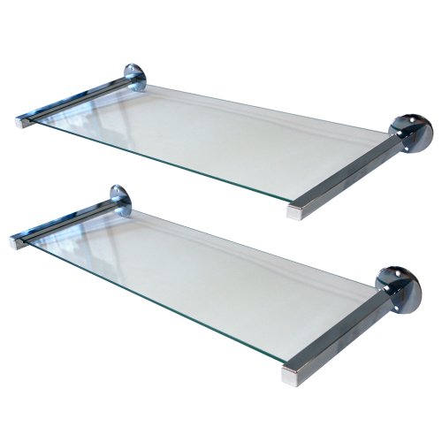 MIRO - Etagère murale en verre lot de 2 - argent