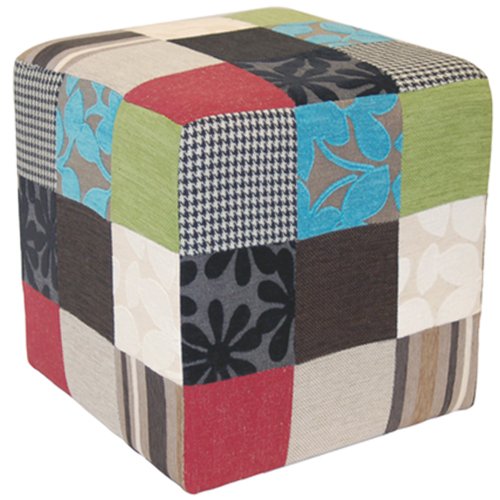 PLUSH PATCHWORK - Pouf tabouret - bleu / vert /...
