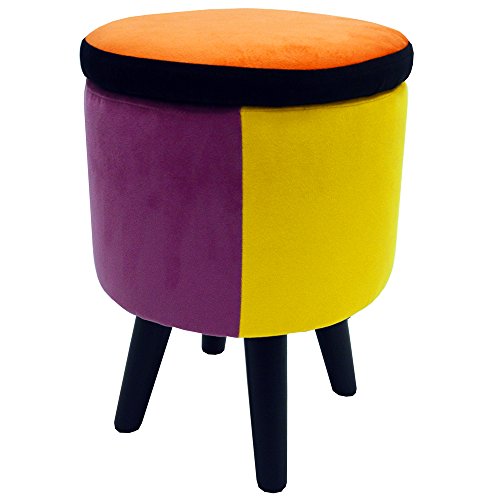 SOLEIL - Pouf tabouret rond - Multicolore