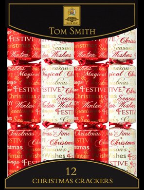 Crackers de Noël Red & Cream Script Cube 12x31cm