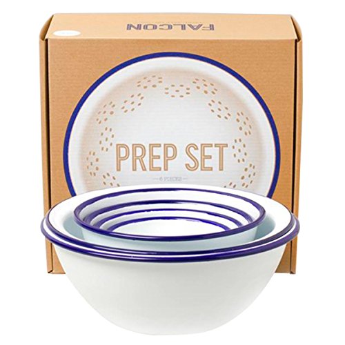 Falcon Enamelware Genuine Falcon Enamel Prep Set (Classic White with Blue Rim) 5012823110038 (5012823110038)